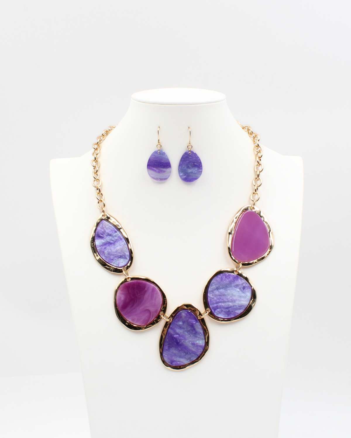 ★MIDNIGHT MOMENT.★ cube purple necklace Purple Amethyst Pear-shaped Gemstone Claw 18K Gold