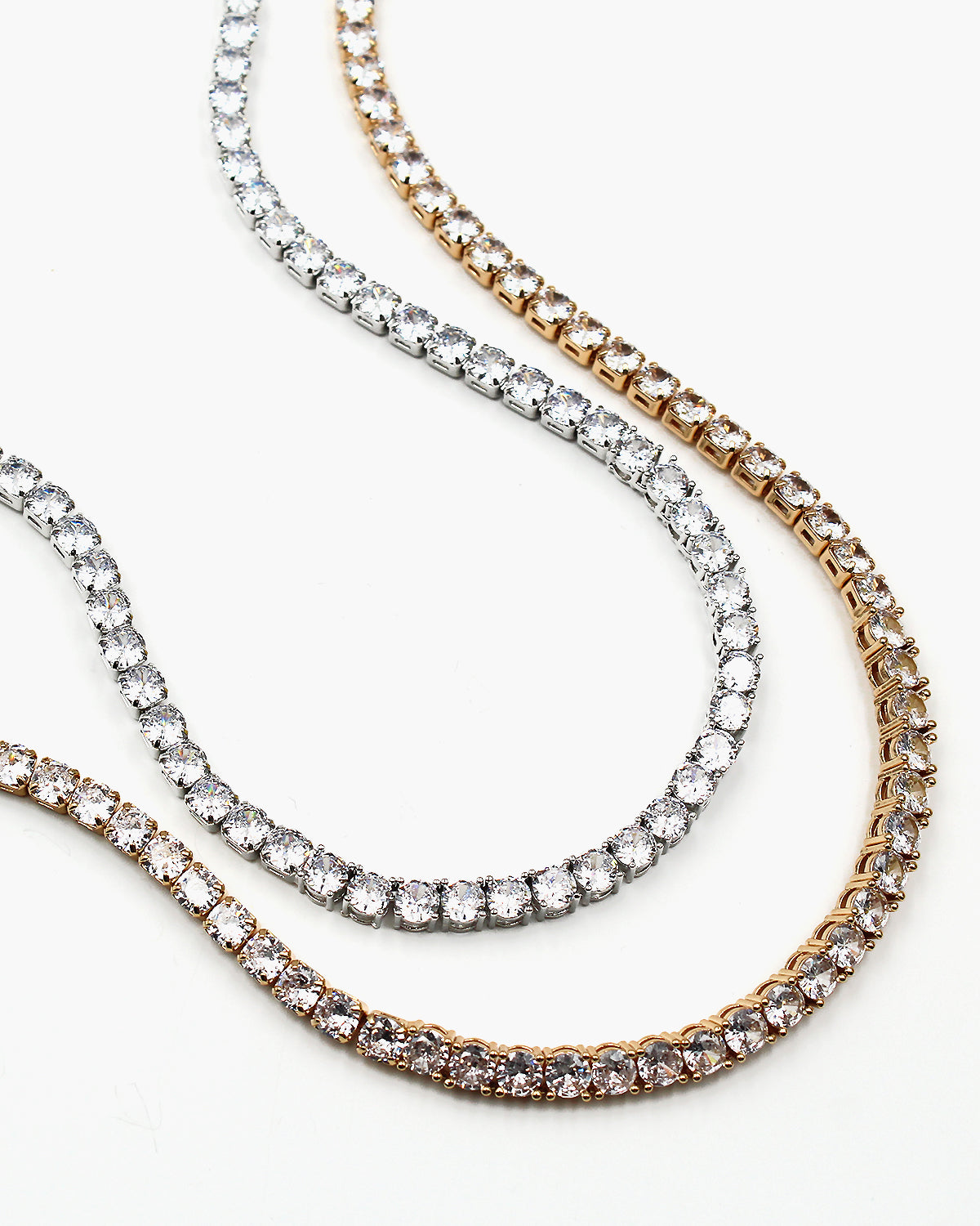 Round Cut CZ Tennis Choker Necklace Set1