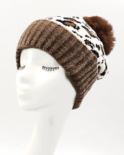 Load image into Gallery viewer, Leopard Printed Pom Pom Beanie
