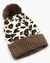 Load image into Gallery viewer, Leopard Printed Pom Pom Beanie
