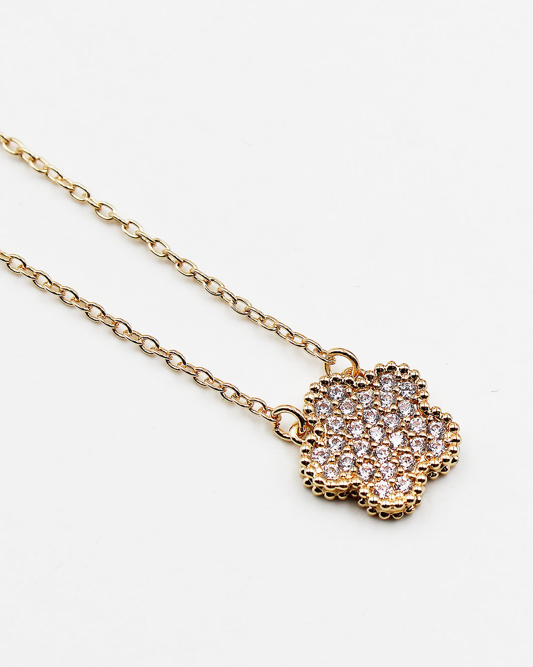 Pave Flower Pendant Necklace