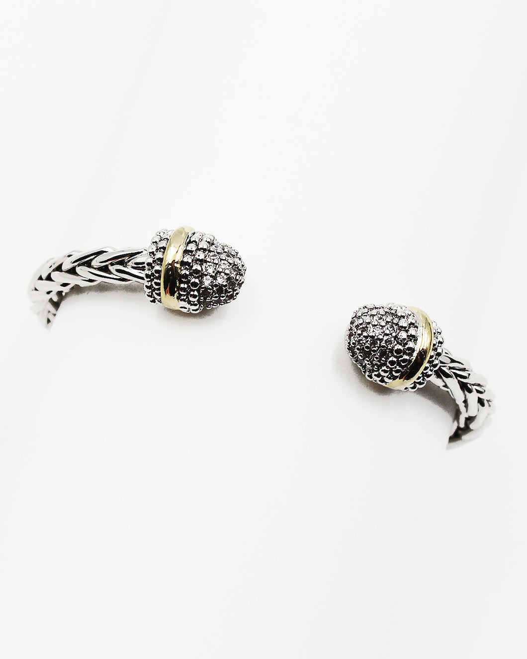 Braided Cuff Bracelet with Pave Stone Tip