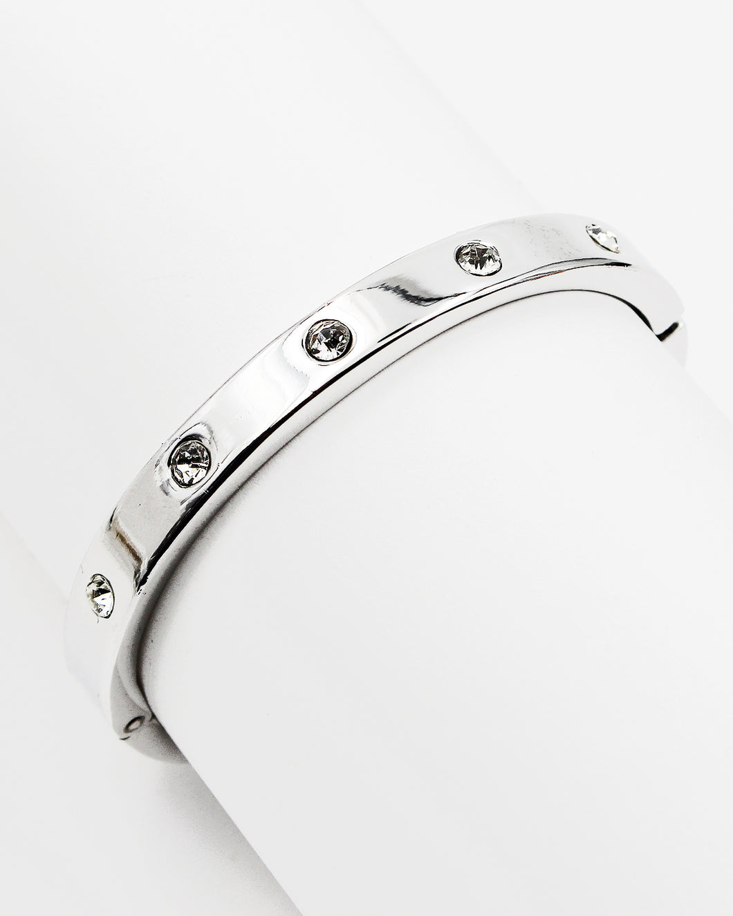 Smooth Metal Bangle with CZ Stone Stations
