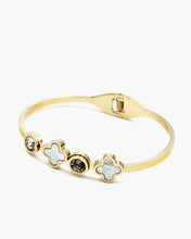 Load image into Gallery viewer, Flower Bangle Bracelet with CZ Stone
