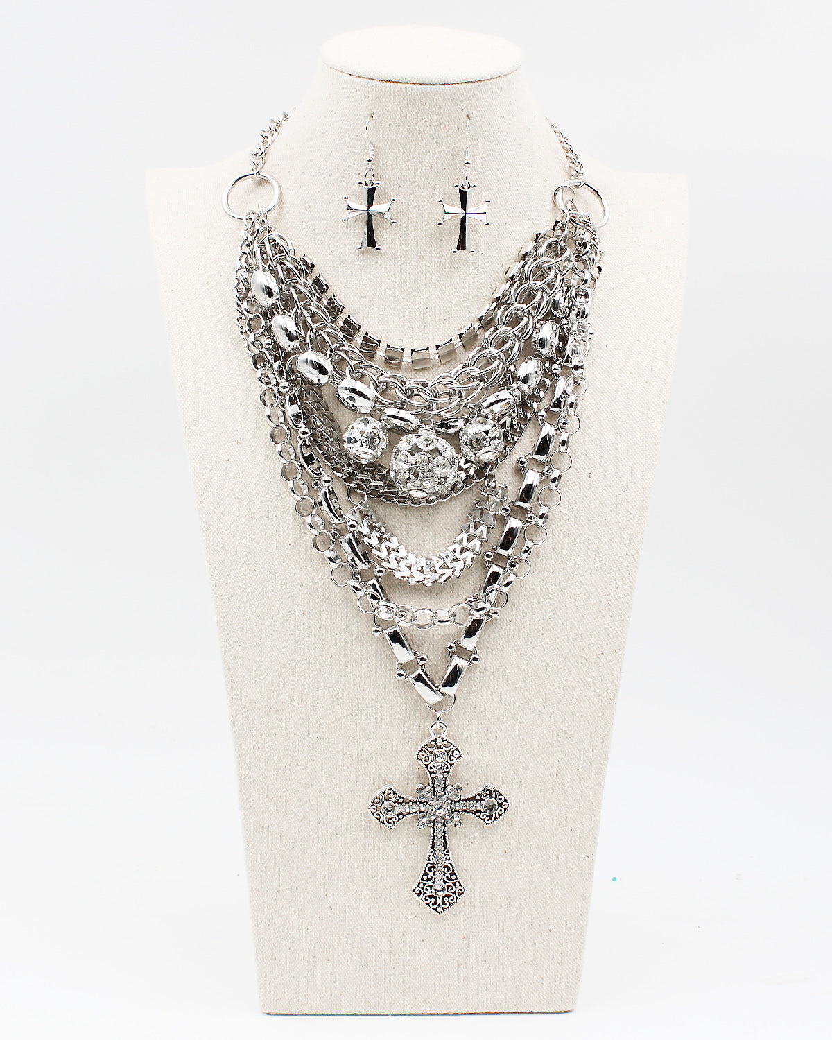 Hollow Crosses Pendant Necklace for Women Party Jewelry Multilayer Tas