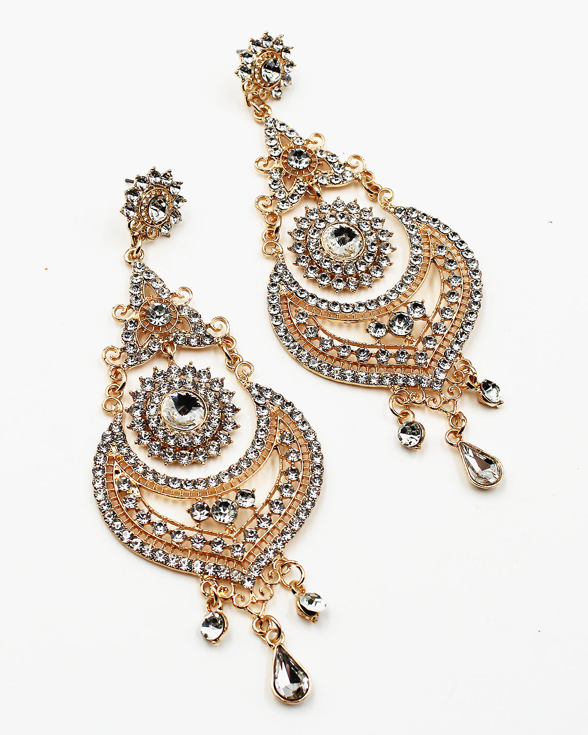 Gold rhinestone chandelier on sale earrings