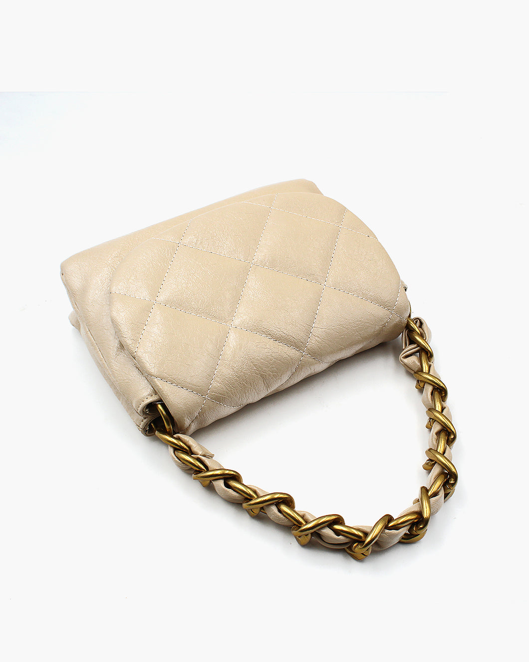 Glossy Rich Textured Leather Bag with Brass Hardware