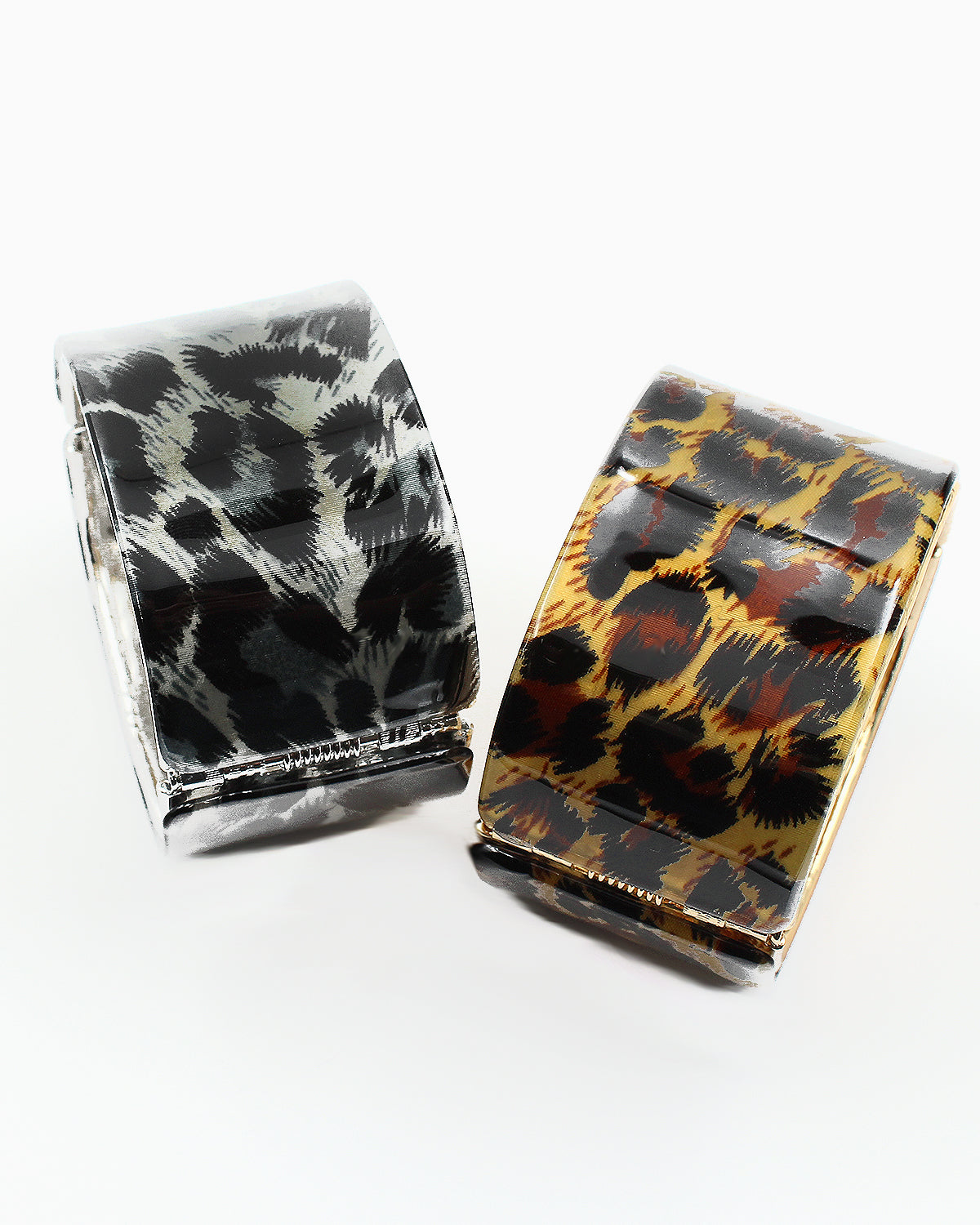 Leopard Print Resin Hinged Bangle Black, image size:1200x1500