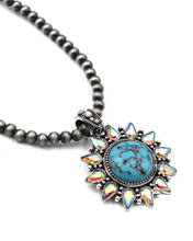 Load image into Gallery viewer, Navajo Pearl Chain Pendant Necklace with Turquoise Center
