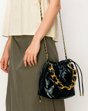 Load image into Gallery viewer, Glossy Rich Textured Leather Bag with Gold Chain
