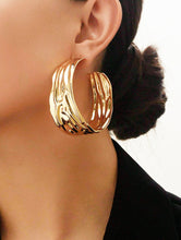 Load image into Gallery viewer, Textured Metal Hoop Statement Earrings
