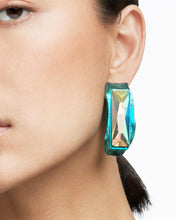 Load image into Gallery viewer, Faceted Rectangle Stone Hoop Earrings
