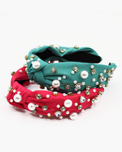 Load image into Gallery viewer, Jeweled Knotted Fabric Headband
