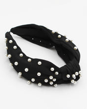 Load image into Gallery viewer, Pearl Beaded Knotted Fabric Headband
