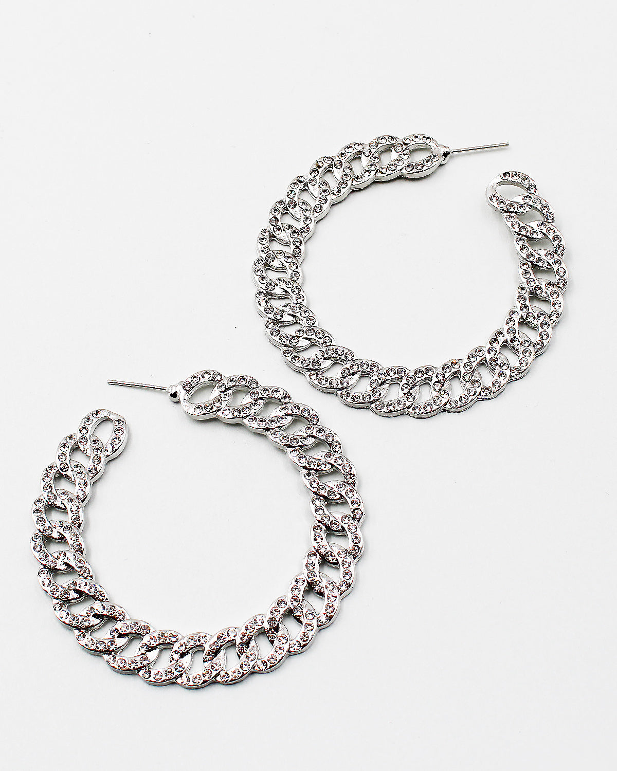 Rhinestone Chain Hoop Earrings 2.25" Sam Moon Trading