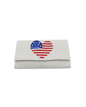 Load image into Gallery viewer, American Flag Heart Clutch Bag
