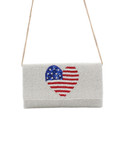 Load image into Gallery viewer, American Flag Heart Clutch Bag
