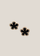 Load image into Gallery viewer, Black 5 Leaf Clover Studs
