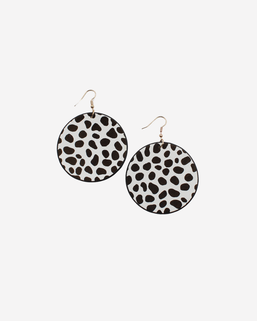 Round Shape Cow Pattern Dangle Earrings