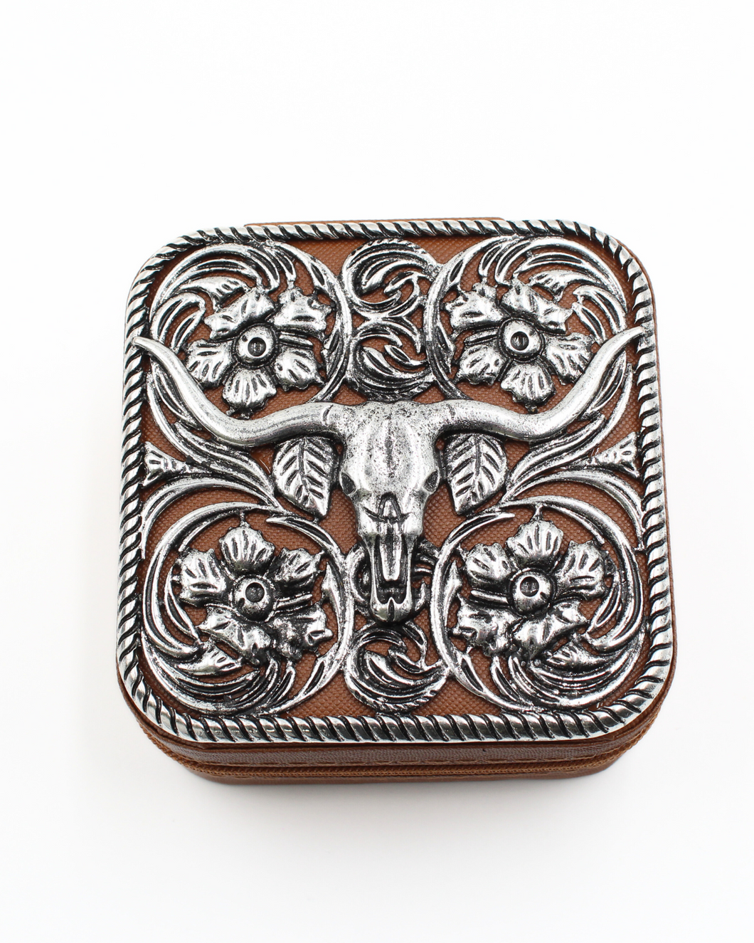 Metal Longhorn Jewelry Travel Case