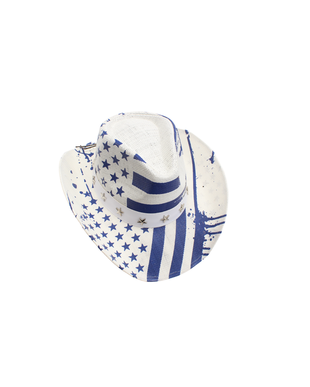 Blue American Flag Straw Cowboy Hat