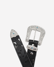 Load image into Gallery viewer, Black With Turquoise Stones Belt
