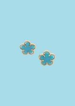 Load image into Gallery viewer, Blue 5 Leaf Clover Studs
