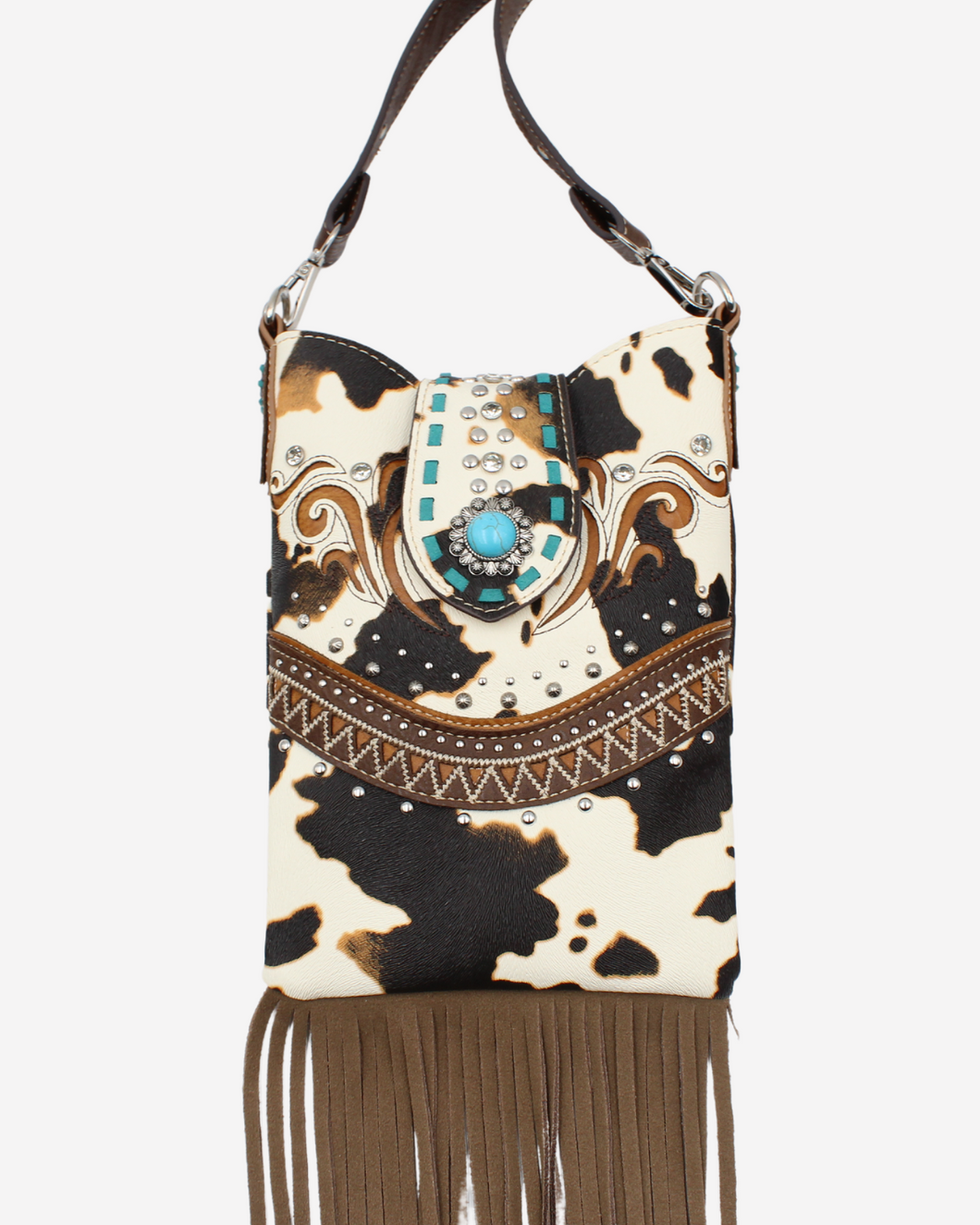 Brown Cowprint Shoulder Bag