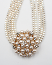 Load image into Gallery viewer, Audrey Hepburn Style Faux Pearl Cream/Gold Chocker Set
