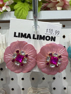 Crystal Blossom Statement Studs (Magenta)