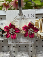 The Gilded Turquoise Floral Earrings (Pink)