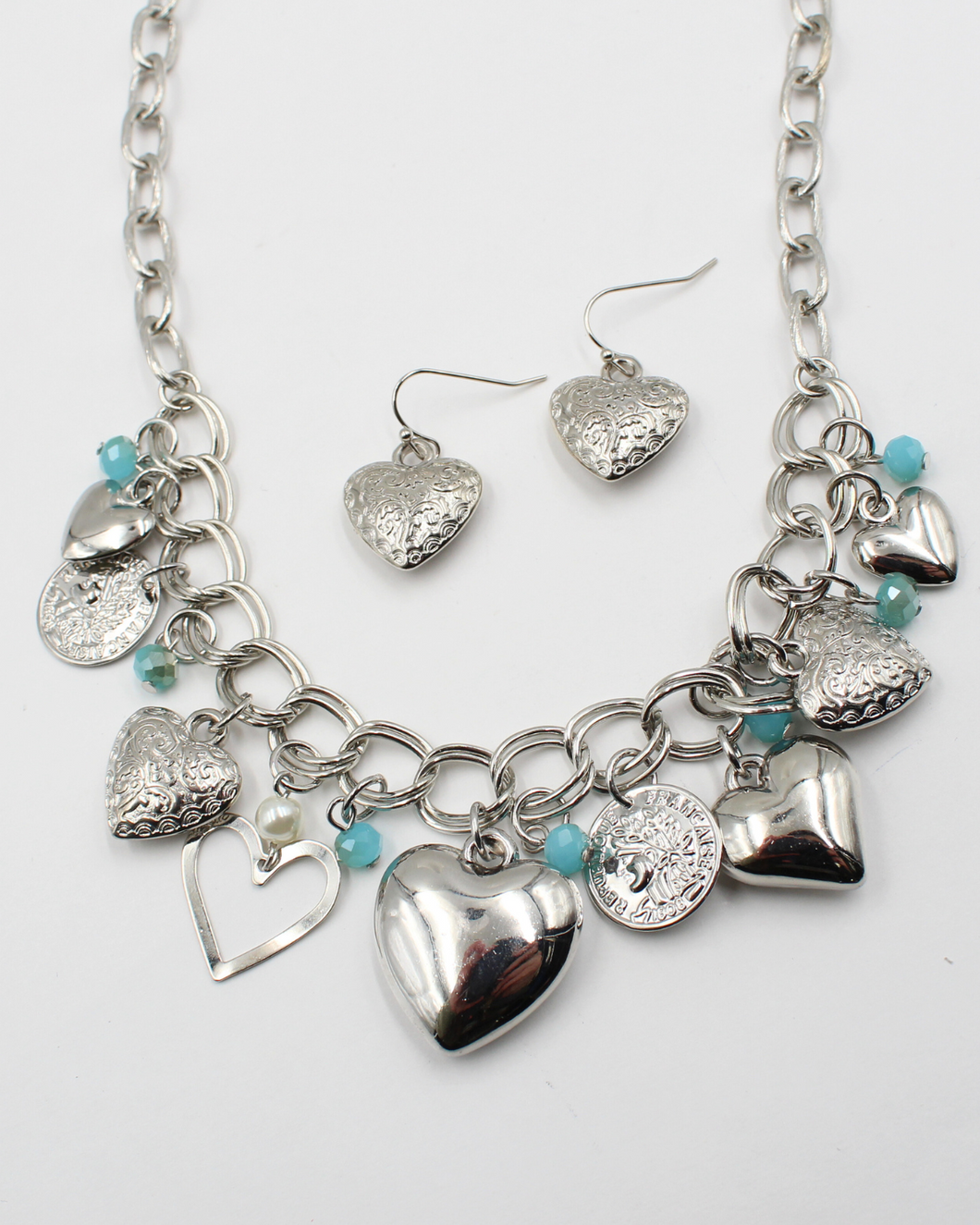 Rustic Silver Heart Set
