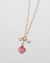 Load image into Gallery viewer, Baby Pink Clover with Pearl Necklace
