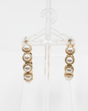 Load image into Gallery viewer, Pearl Open Hoop Earrings
