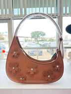 The Floral Crescent Shoulder Bag (Brown)