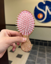 Load image into Gallery viewer, Rose Gold Pink Mini Bedazzled Hair Brush
