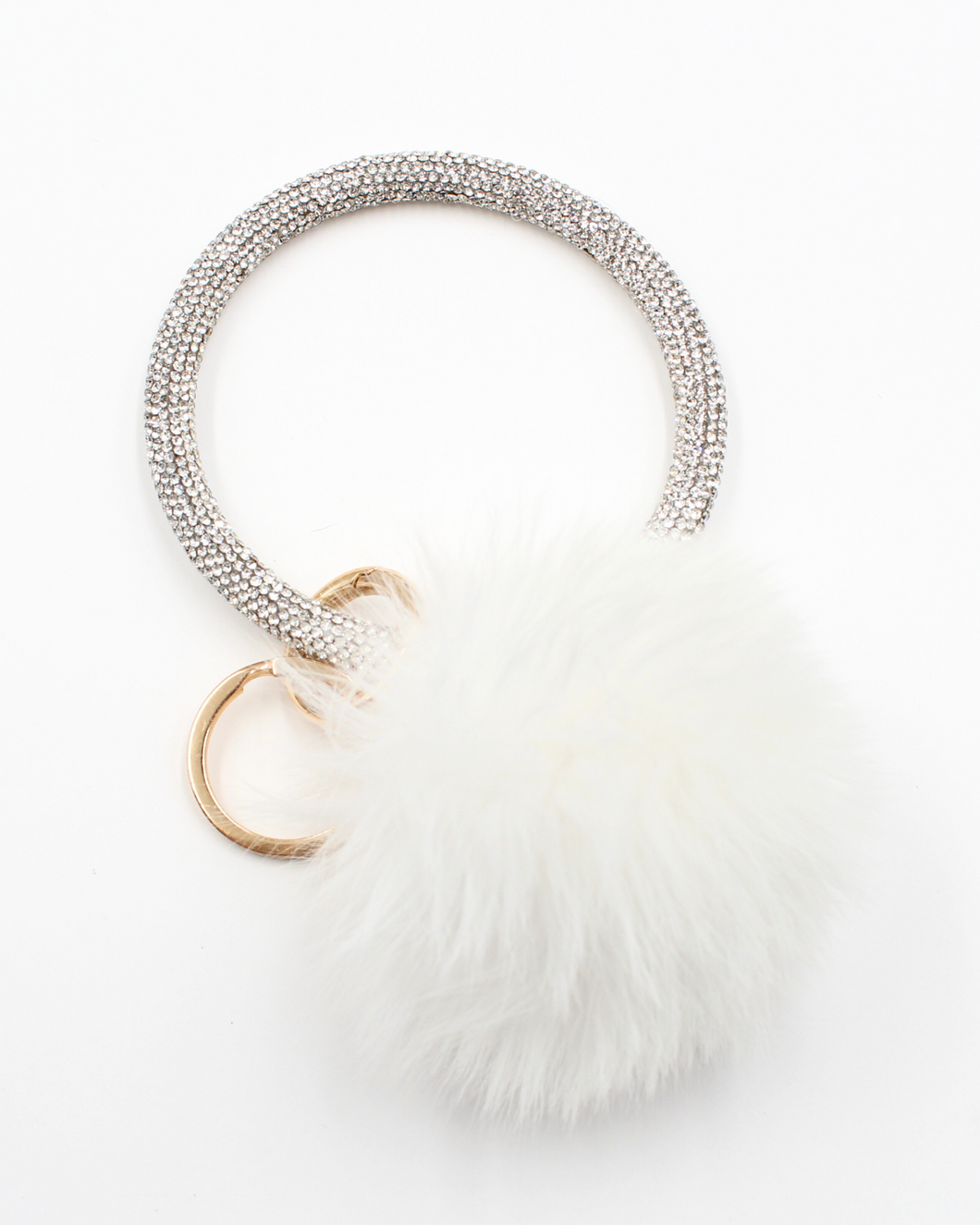 White Fluffy Pom Pom Keychain