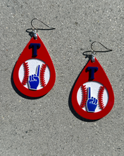 Load image into Gallery viewer, &quot;T&quot; Baseball Teardrop Earrings
