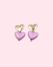 Load image into Gallery viewer, Purple  Hearts Earrings
