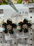 The Gilded Turquoise Floral Earrings (Black)