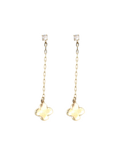 Load image into Gallery viewer, Clover Gold Dangle Earrings
