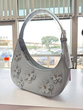Load image into Gallery viewer, The Floral Crescent Shoulder Bag (Blue)
