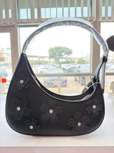 Load image into Gallery viewer, The Floral Crescent Shoulder Bag (Black)
