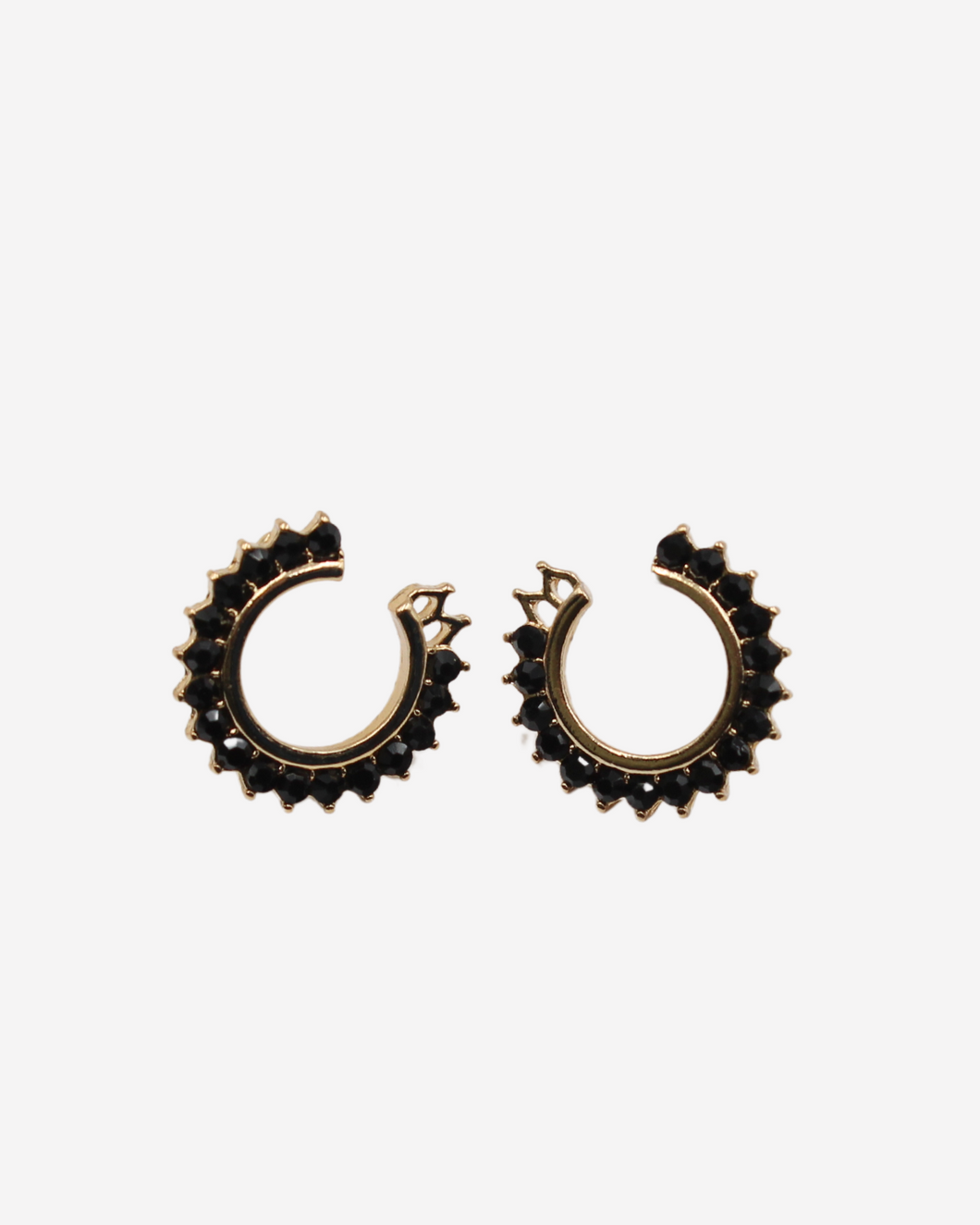 Gold-Tone With Sparkling Black Rhinestones Earrings