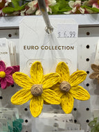 Yellow Raffia Flower Studs