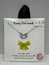 Load image into Gallery viewer, "Every Girl Needs" Bow White Gold Dipped Necklace
