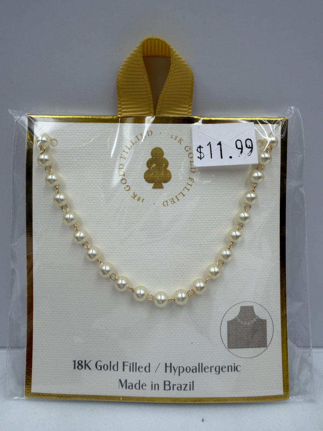 18K Gold Filled Pearl Chain Necklace