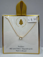 18K Gold Filled Solitaire Round Stone Necklace