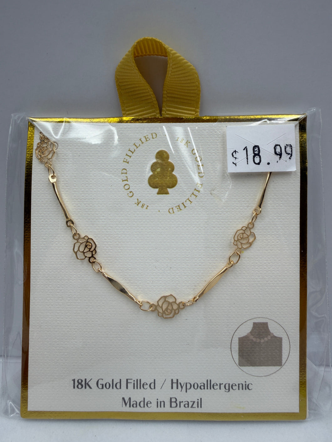 18K Gold Filled Rose Necklace