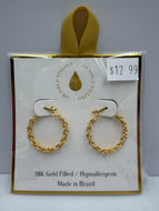 18K Gold Filled Rope Hoop Earrings